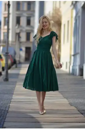 Sukienka Elegancka midi na wesele z koronką Julia KM313-6