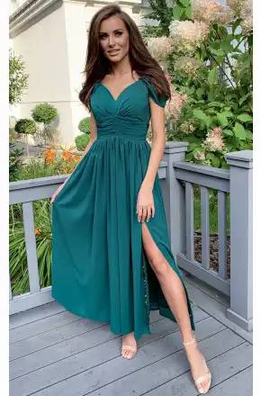 Sukienka Zielona długa z szyfonu Emma KM315-6
