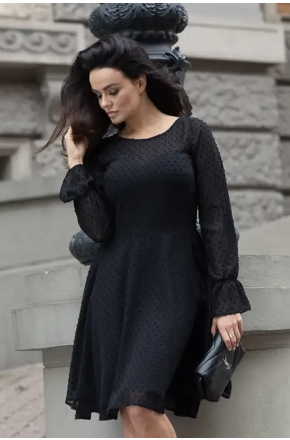 Sukienka czarna w groszki Oliwia KM346